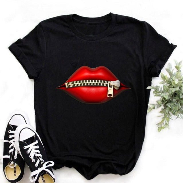 Kiss Lip Funny Summer Soft T Shirt