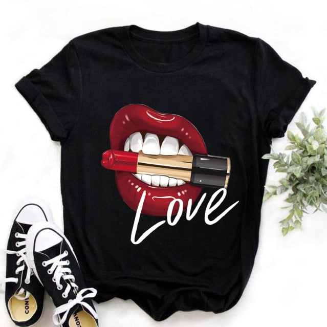Kiss Lip Funny Summer Soft T Shirt