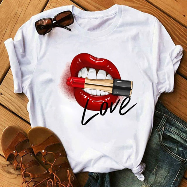 Kiss Lip Funny Summer Soft T Shirt