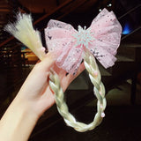 2021 New Girls Cute Cartoon Bow Butterfly Colorful Braid Headband Kids Ponytail Holder Rubber Bands Fashion Hair Accessories