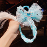 2021 New Girls Cute Cartoon Bow Butterfly Colorful Braid Headband Kids Ponytail Holder Rubber Bands Fashion Hair Accessories