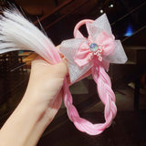 2021 New Girls Cute Cartoon Bow Butterfly Colorful Braid Headband Kids Ponytail Holder Rubber Bands Fashion Hair Accessories