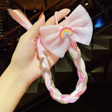 2021 New Girls Cute Cartoon Bow Butterfly Colorful Braid Headband Kids Ponytail Holder Rubber Bands Fashion Hair Accessories