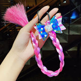 2021 New Girls Cute Cartoon Bow Butterfly Colorful Braid Headband Kids Ponytail Holder Rubber Bands Fashion Hair Accessories