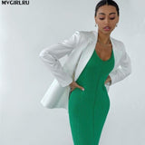 Mid-Calf Knitted Stripe Dresses