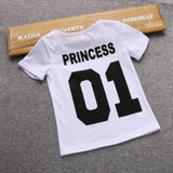 Children Funny T Shirt Boys Prince Tees Girls Princess T-shirts Kids Casual Tops White Black Number One 01 Baby Girl Clothing